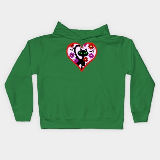 Cute Kitty Cat Valentine Heart Kids Hoodie